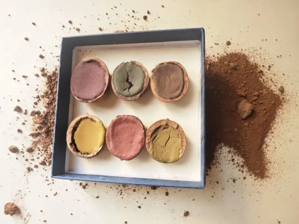 Caja de acuarelas con 6 potes - Col. Nuez